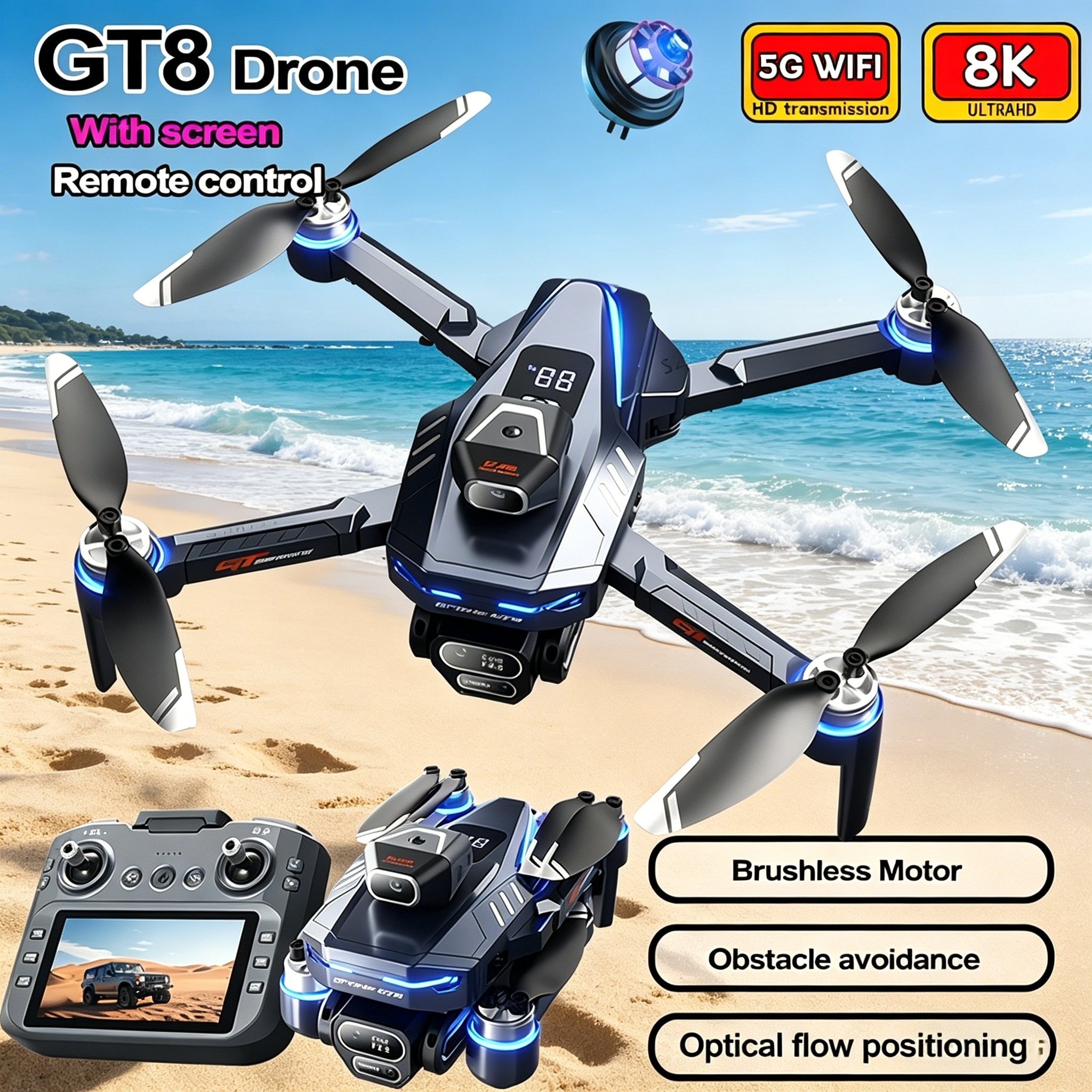 New Drone GT8 8K Professional  – обзор и цена Drone Lidar